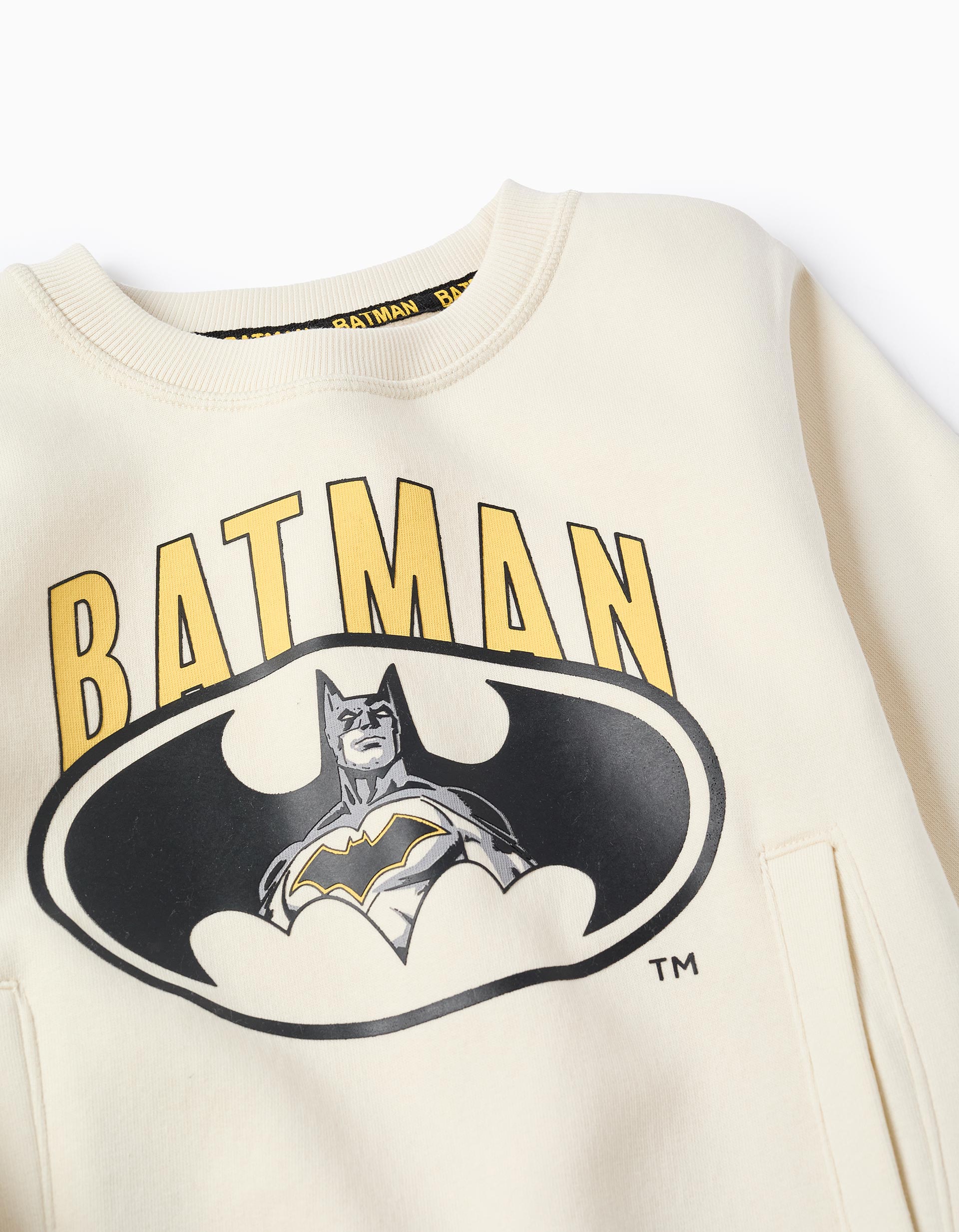 Brushed sweatshirt with Batman print for boys, beige