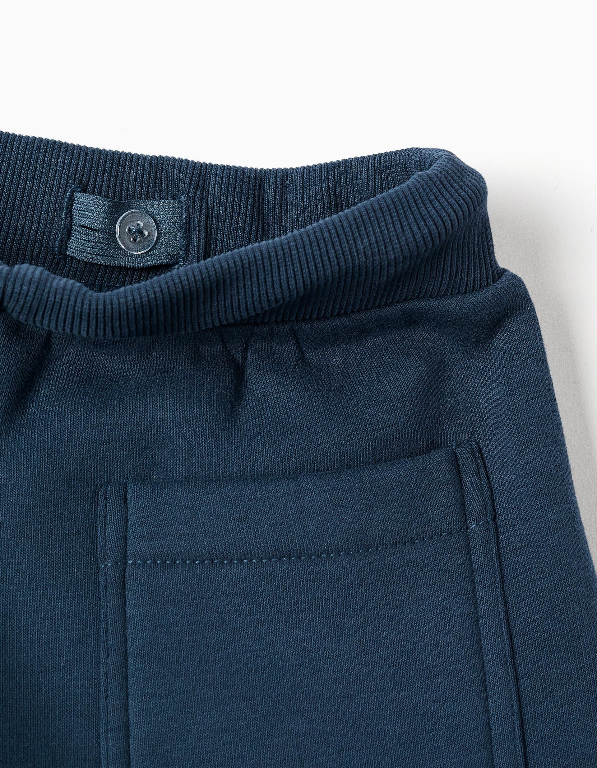 Joggers cardados com bolsos cargo e estampado para menino, azul-escuro