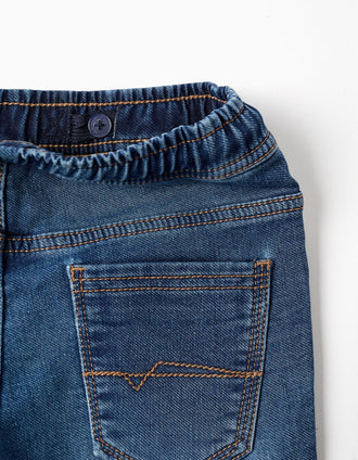 Calças de ganga joggers slim para menino, azul