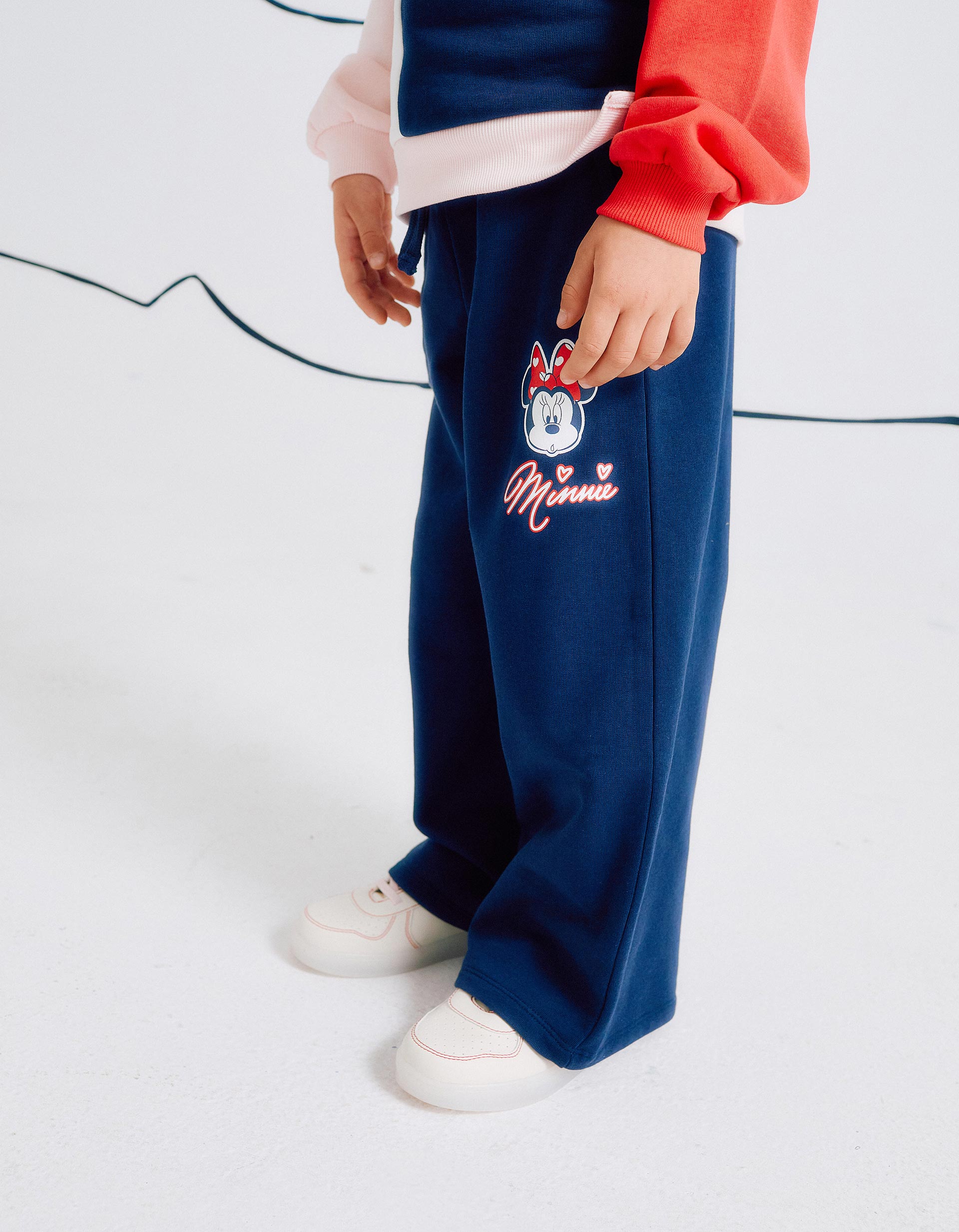Wide Leg Cotton Joggers Trousers for Girls 'Minnie', Dark Blue