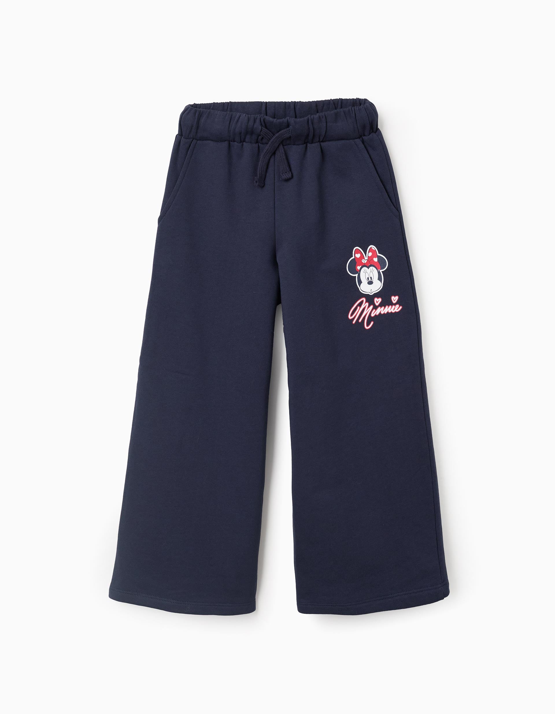 Wide Leg Cotton Joggers Trousers for Girls 'Minnie', Dark Blue