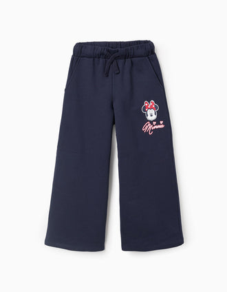 Calças Joggers de Algodão Wide Leg para Menina 'Minnie', Azul Escuro