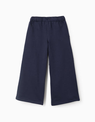 Calças Joggers de Algodão Wide Leg para Menina 'Minnie', Azul Escuro
