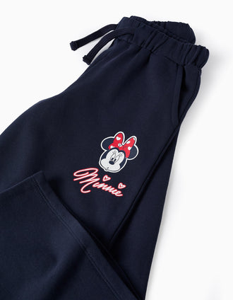 Calças Joggers de Algodão Wide Leg para Menina 'Minnie', Azul Escuro