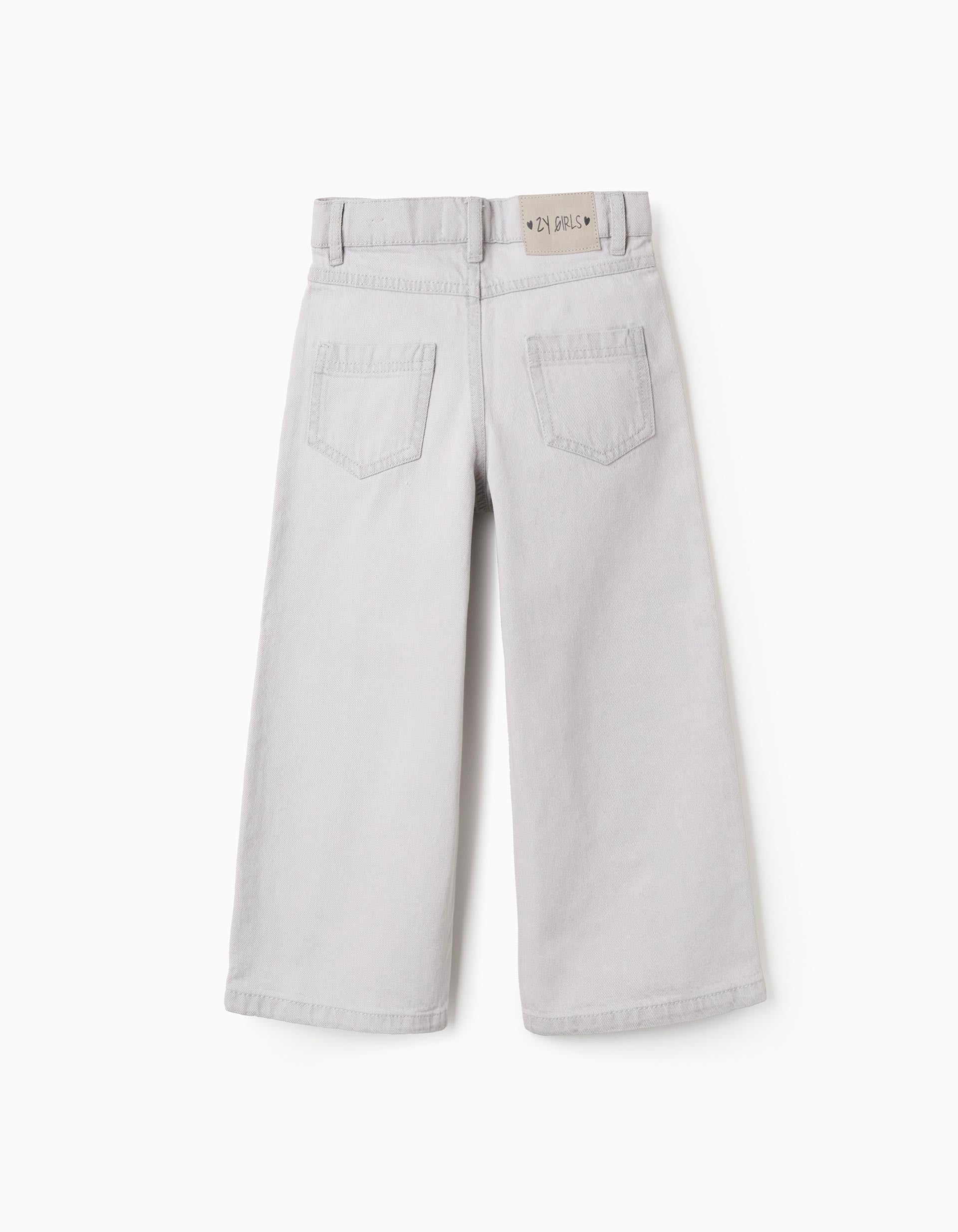 Calças de ganga com estampado de estrelas e luas para menina, cinza