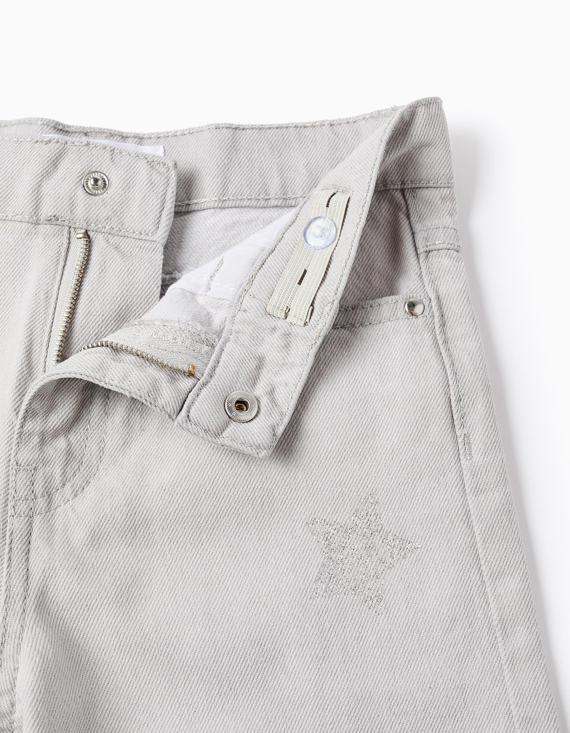 Calças de ganga com estampado de estrelas e luas para menina, cinza