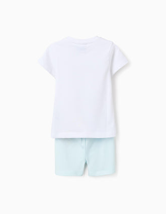 Pijama Curto de Algodão para Bebé Menino 'Bluey & Bingo', Branco/Azul