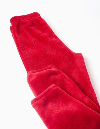 Pijama de peluche com bordado de Natal para criança, azul-escuro/vermelho