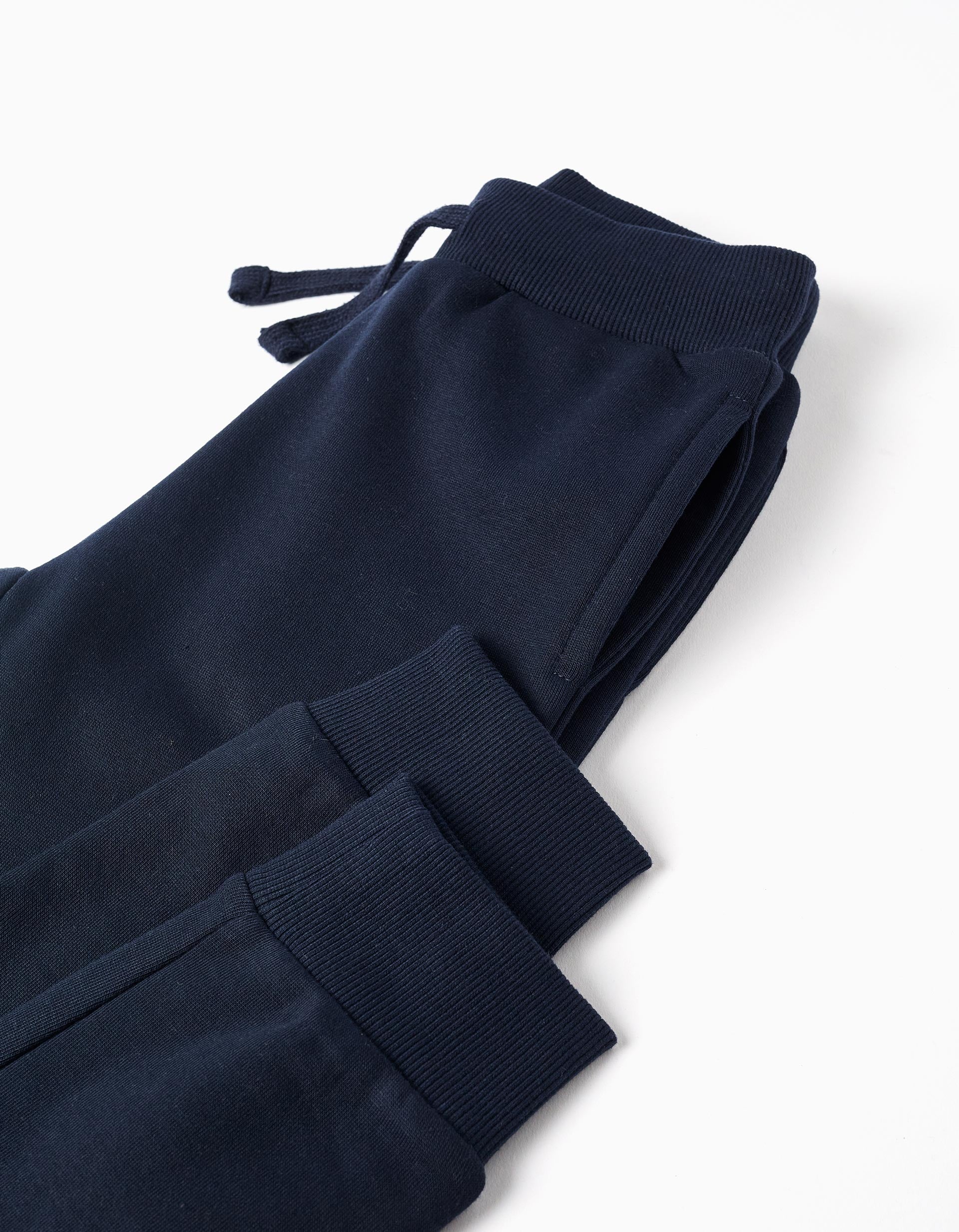 Casaco com capuz + joggers cardados para menino, bege/azul-escuro