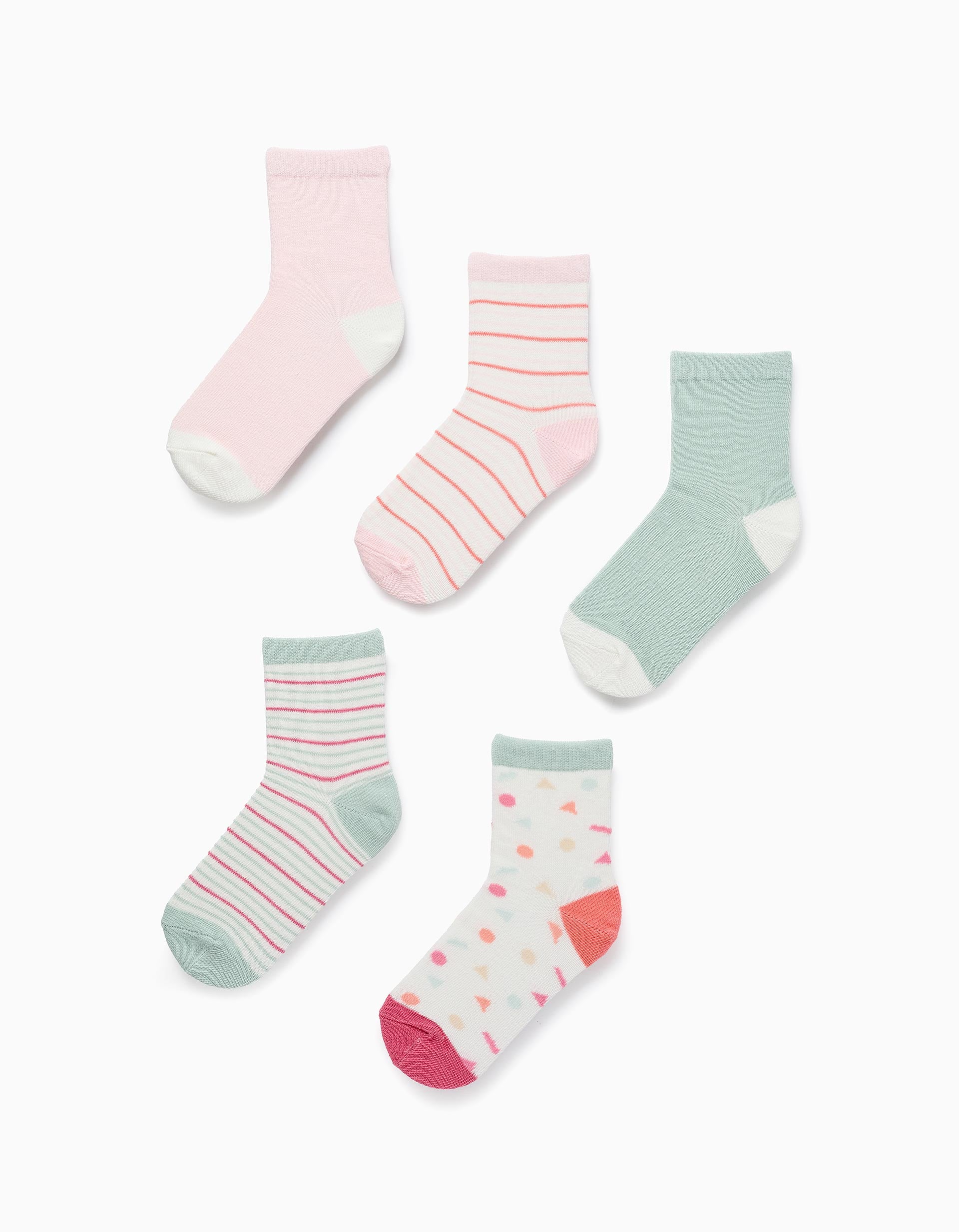 Pack of 5 Pairs of Socks for Girls 'Stripes', Multicolour