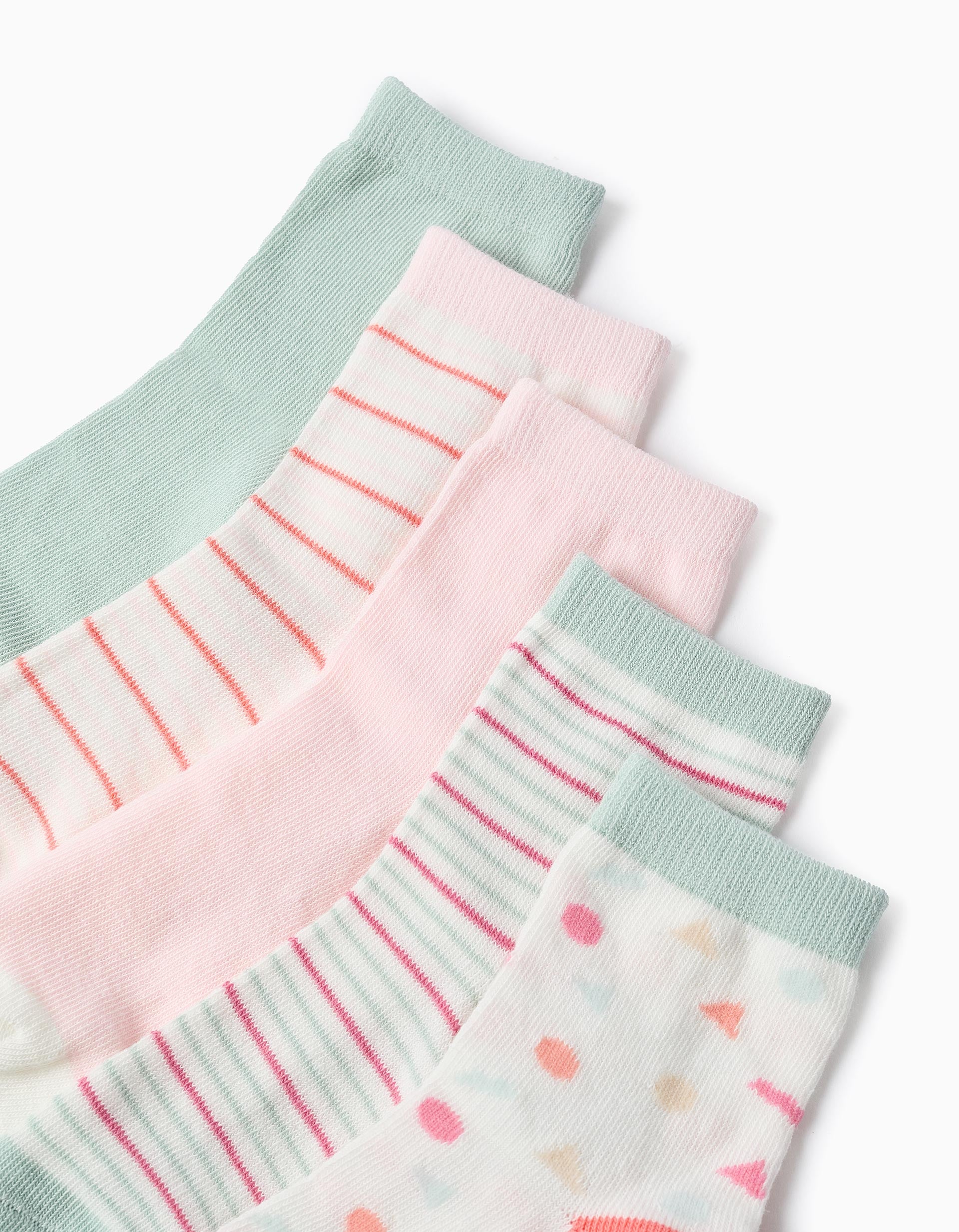 Pack of 5 Pairs of Socks for Girls 'Stripes', Multicolour