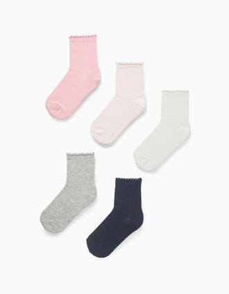 Pack de 5 Pares de Medias con Caña Ondulada para Niña, Multicolor