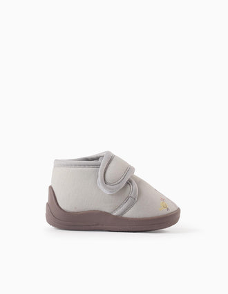 Slippers with Print for Baby Girls 'Forest Animals', Grey