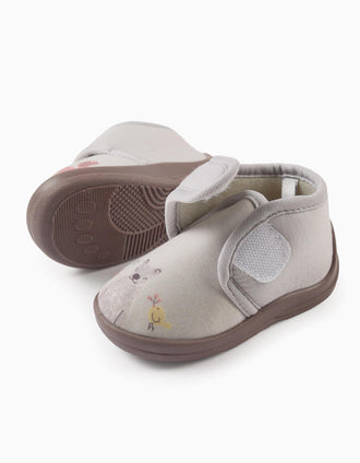 Slippers with Print for Baby Girls 'Forest Animals', Grey