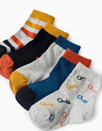 Pack 5 Pares de Meias para Bebé Menino 'Chaves', Multicolor