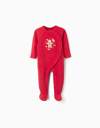 Babygrow polar com bordado de Natal para recém-nascidos e bebés, vermelho