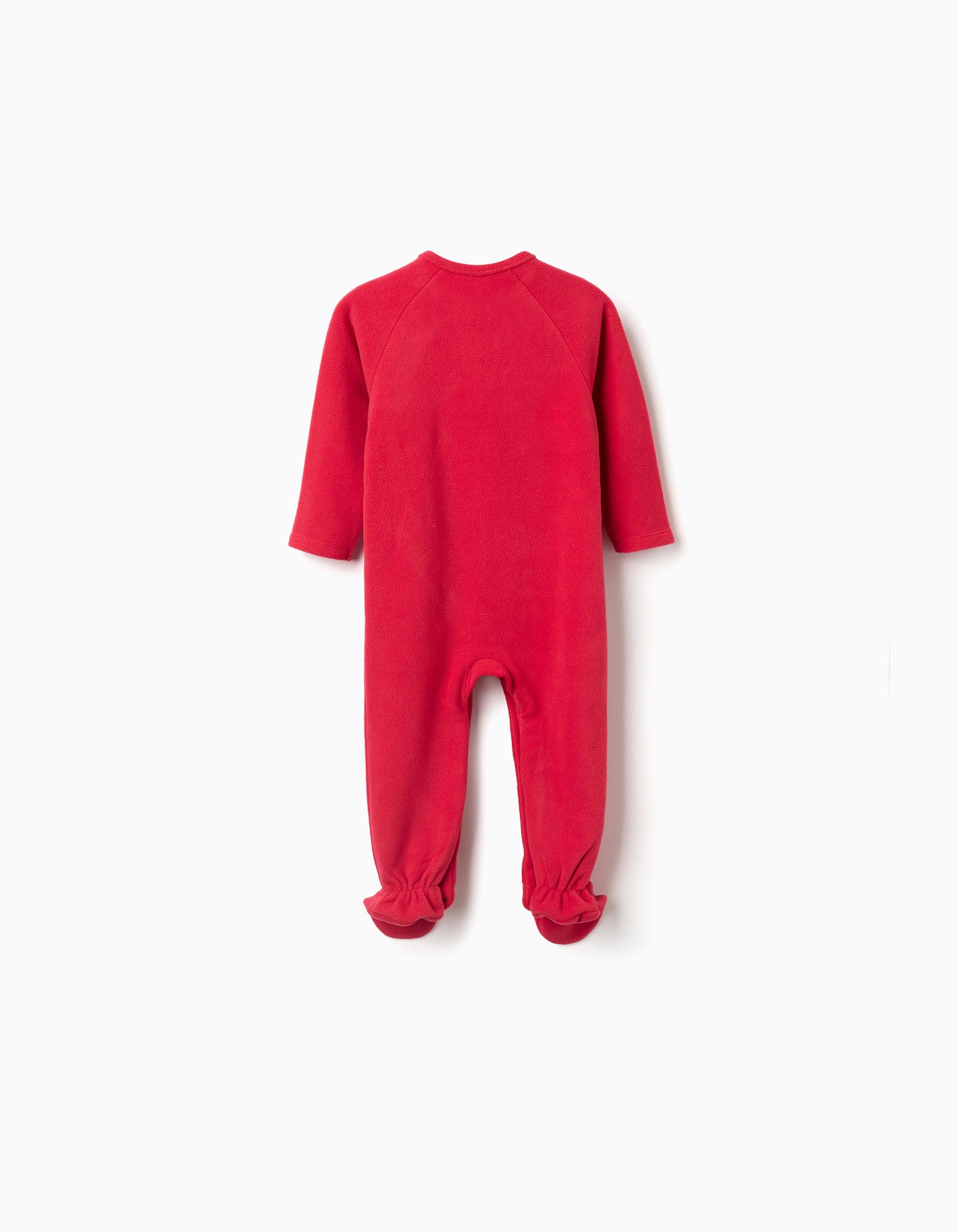 Polar fleece babygrow with embroidery for newborns and babies, red