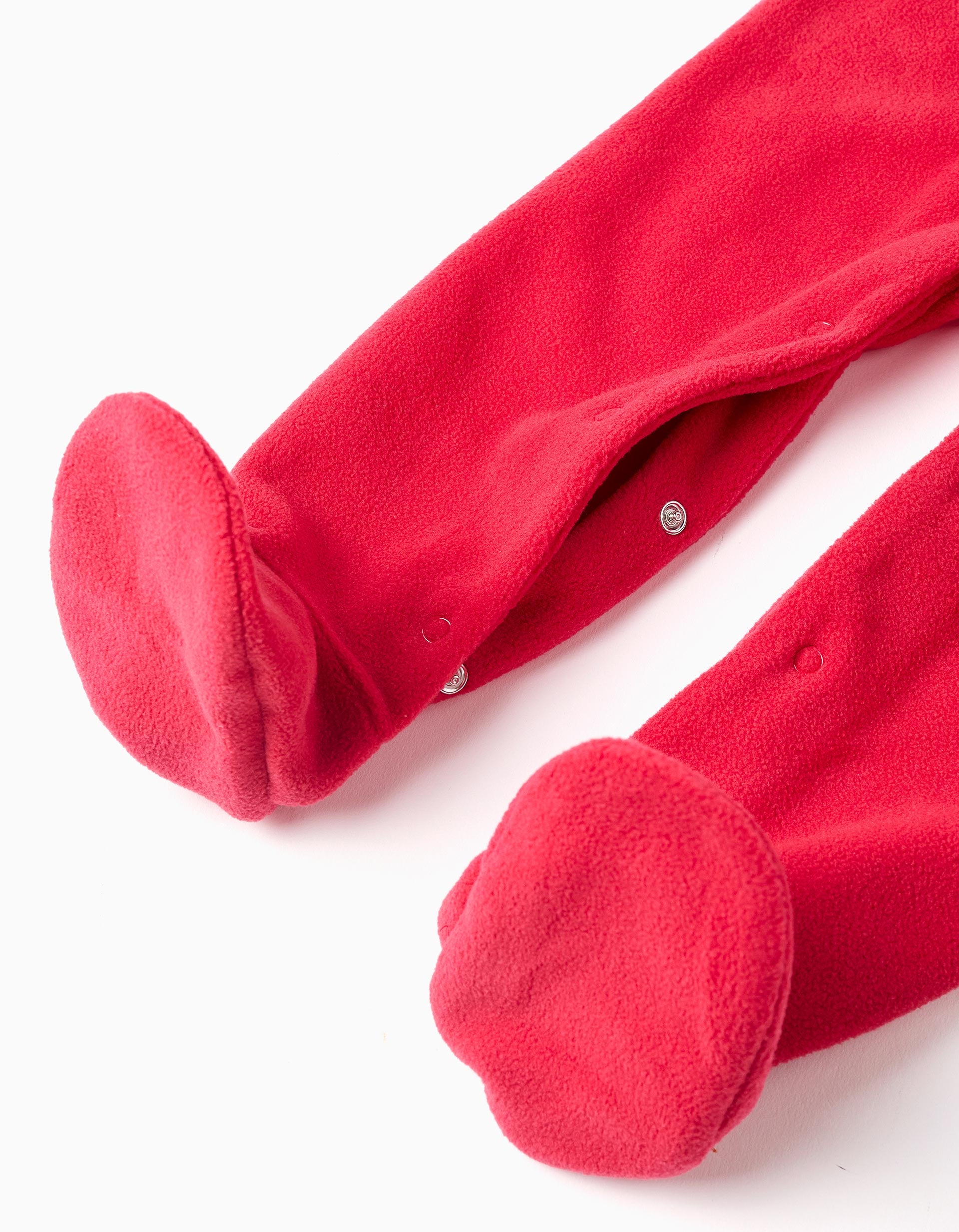 Polar fleece babygrow with embroidery for newborns and babies, red