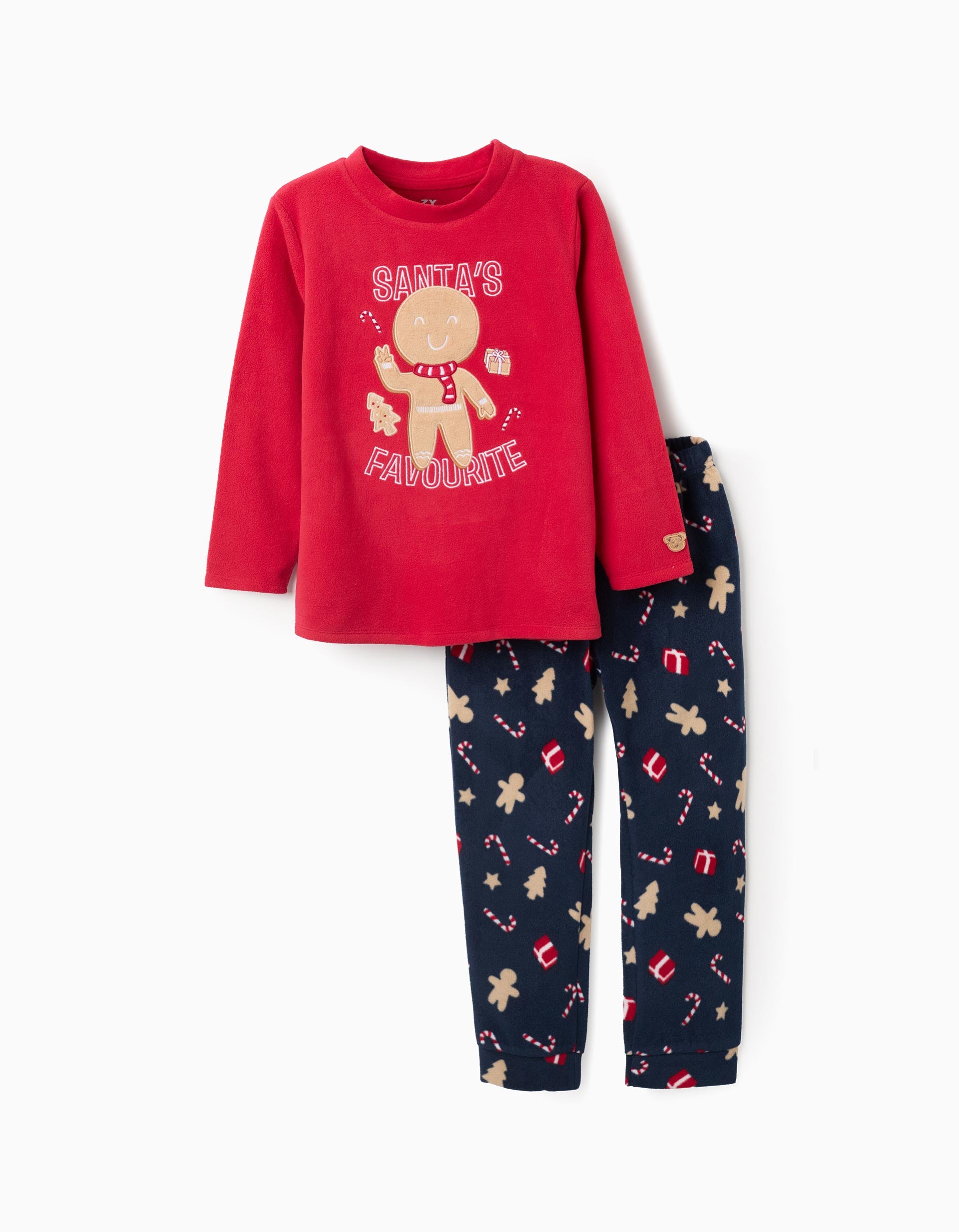 Polar fleece pyjamas with Christmas prints for children, red/dark blue