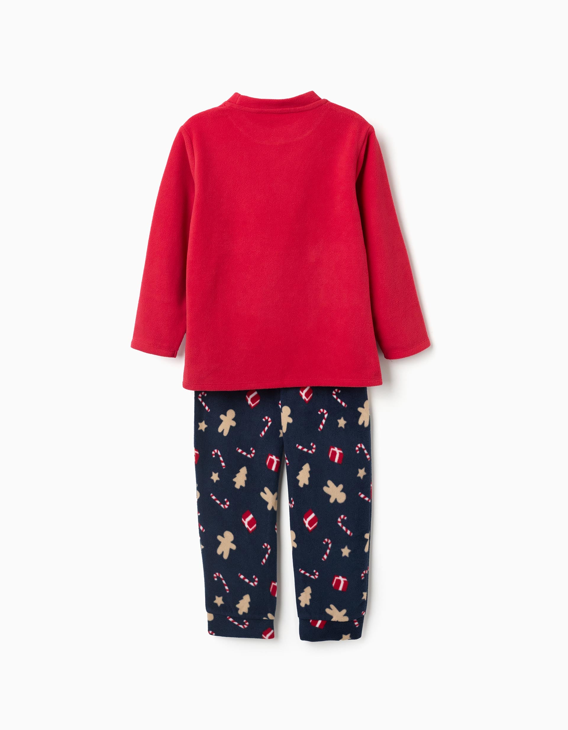Polar fleece pyjamas with Christmas prints for children, red/dark blue