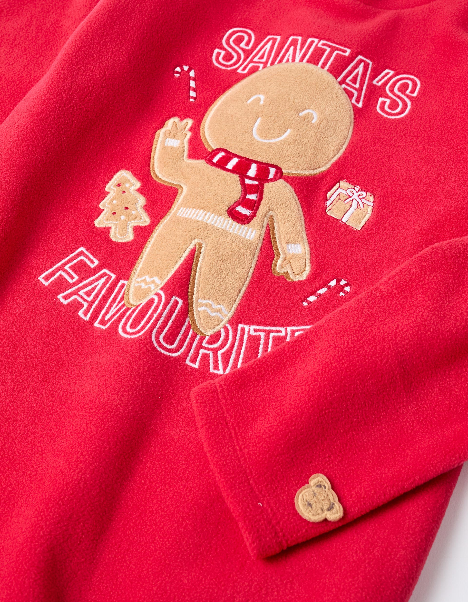 Polar fleece pyjamas with Christmas prints for children, red/dark blue