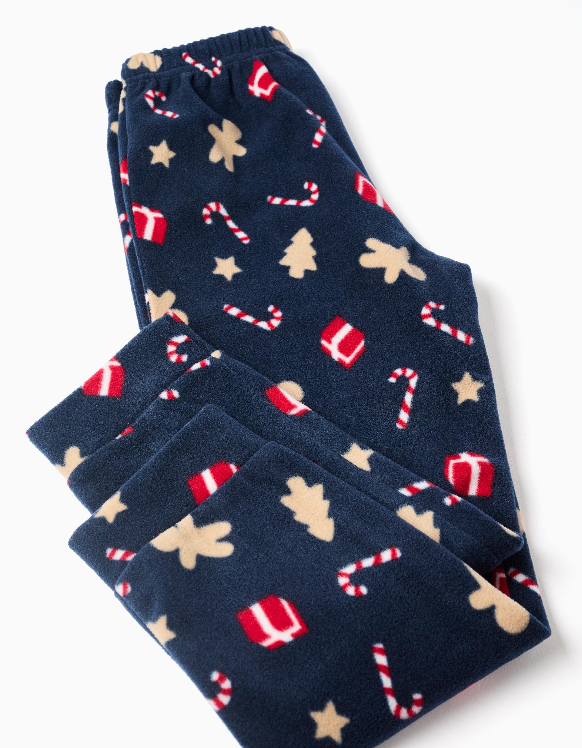 Polar fleece pyjamas with Christmas prints for children, red/dark blue