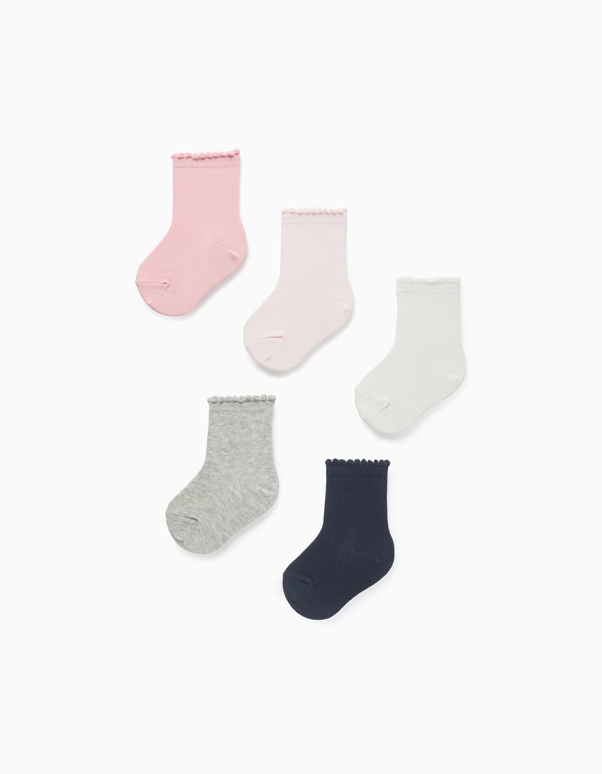 Pack of 5 Pairs of Socks with Wavy Cuff for Baby Girls, Multicolour