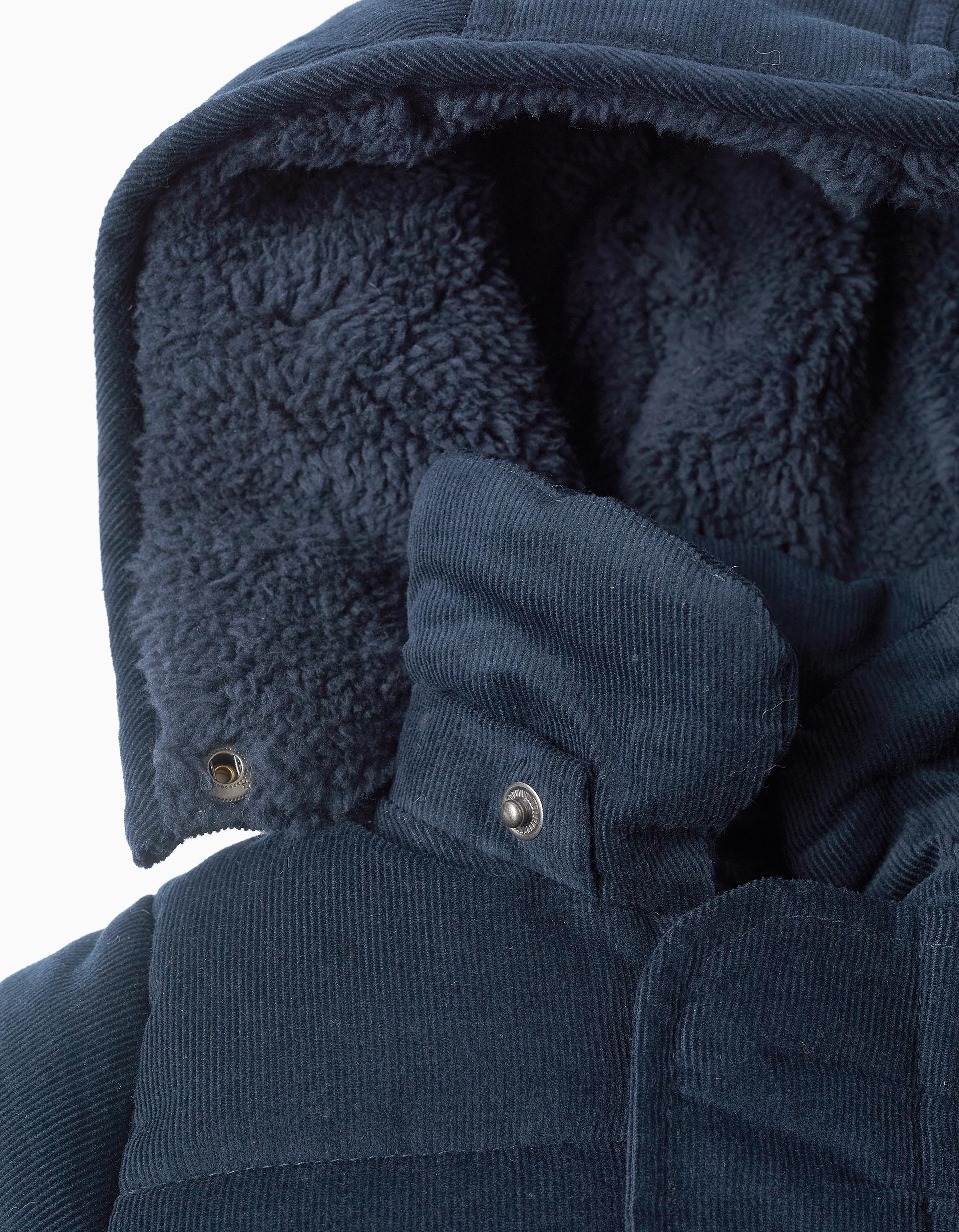 Quilted Corduroy Hooded Jacket for Newborn Boys, Dark Blue