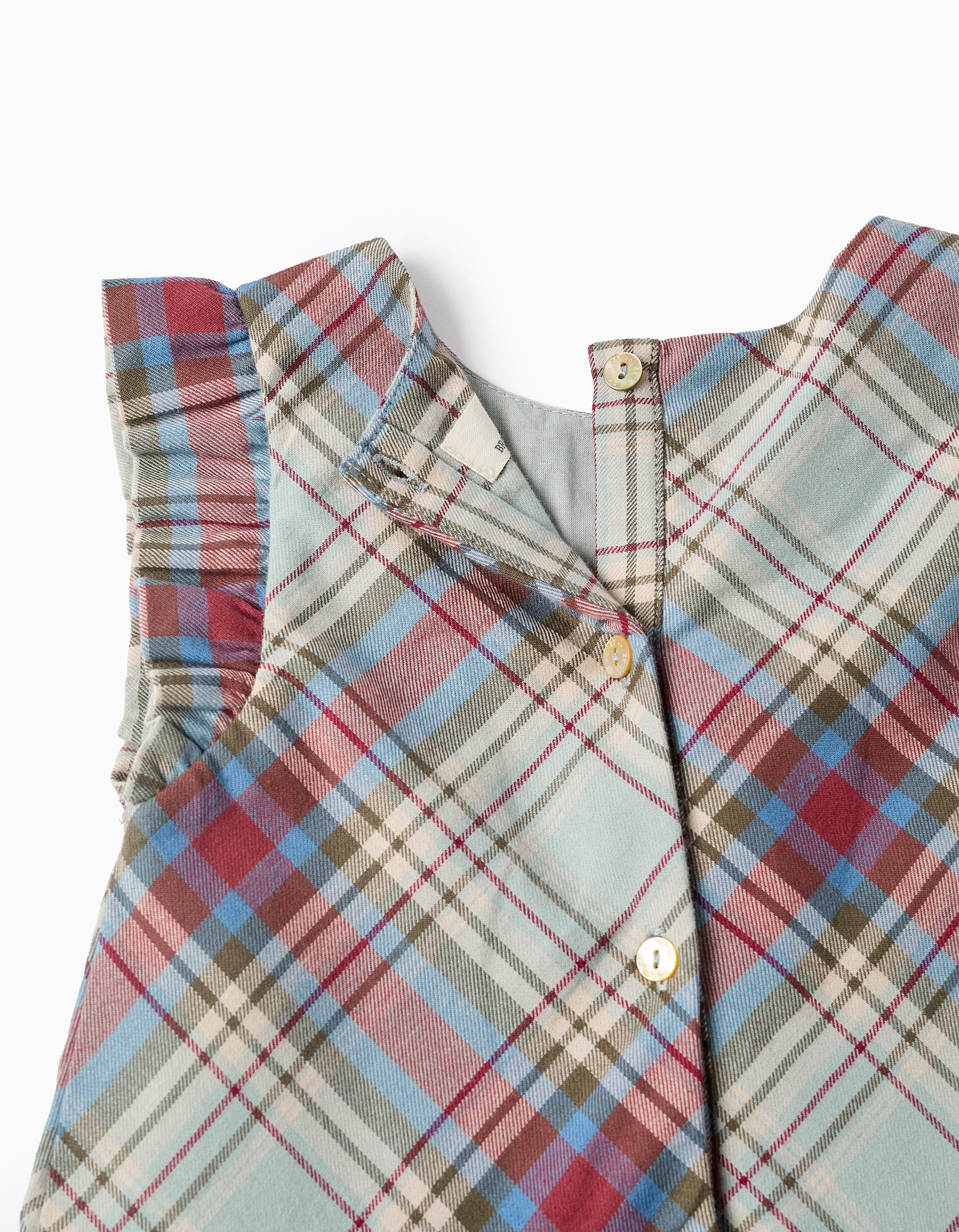Cotton check dress with pleats 'B&S' for baby girls, multicolour