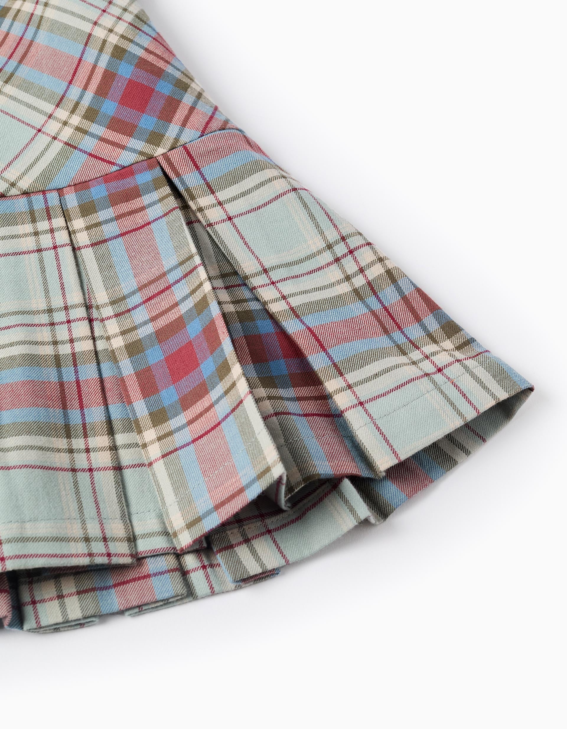 Cotton check dress with pleats 'B&S' for baby girls, multicolour