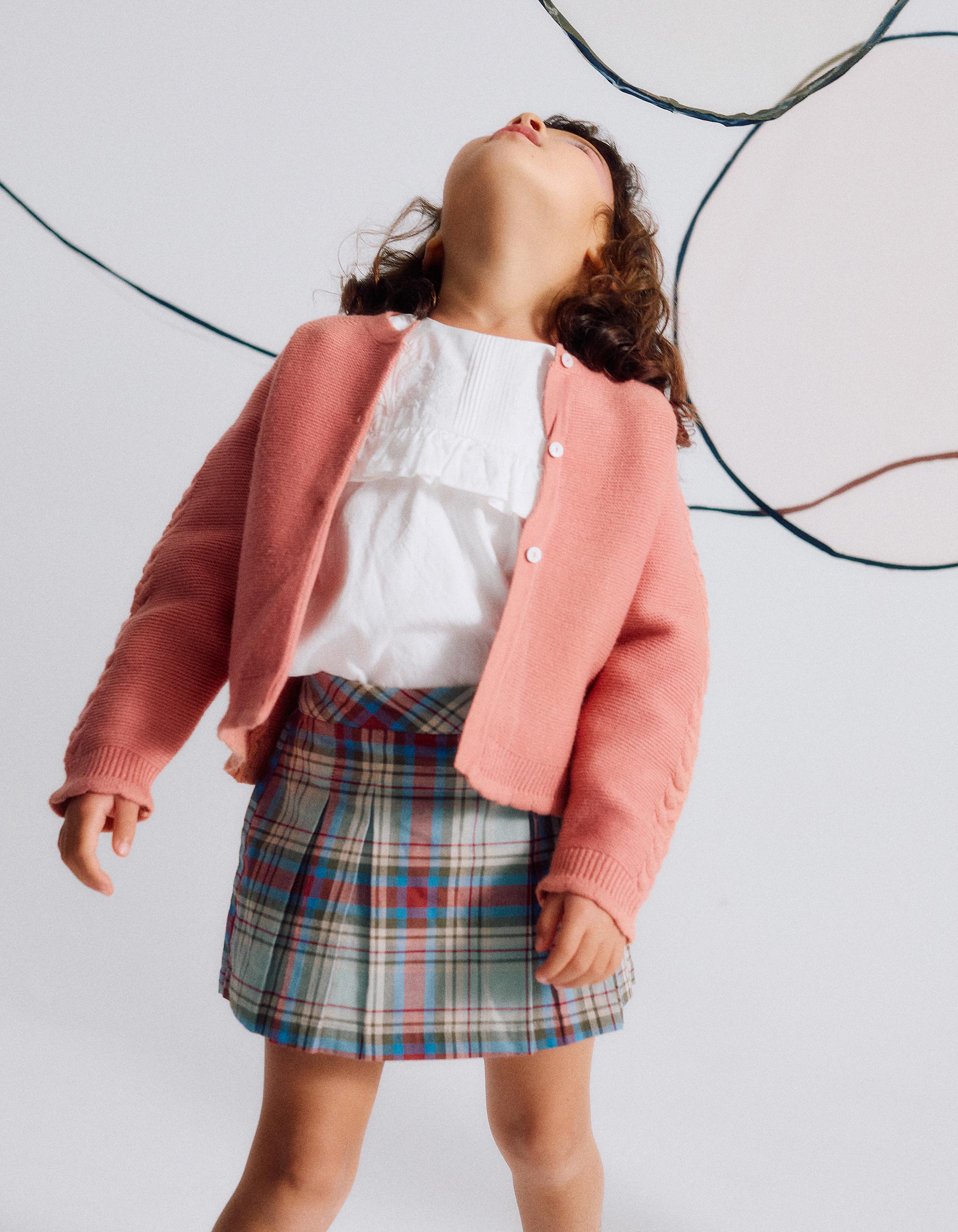 Cotton skirt with check pattern 'B&S' for girls, multicolour