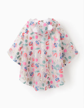 Waterproof Hooded Poncho for Baby Girls 'Shapes', Transparent