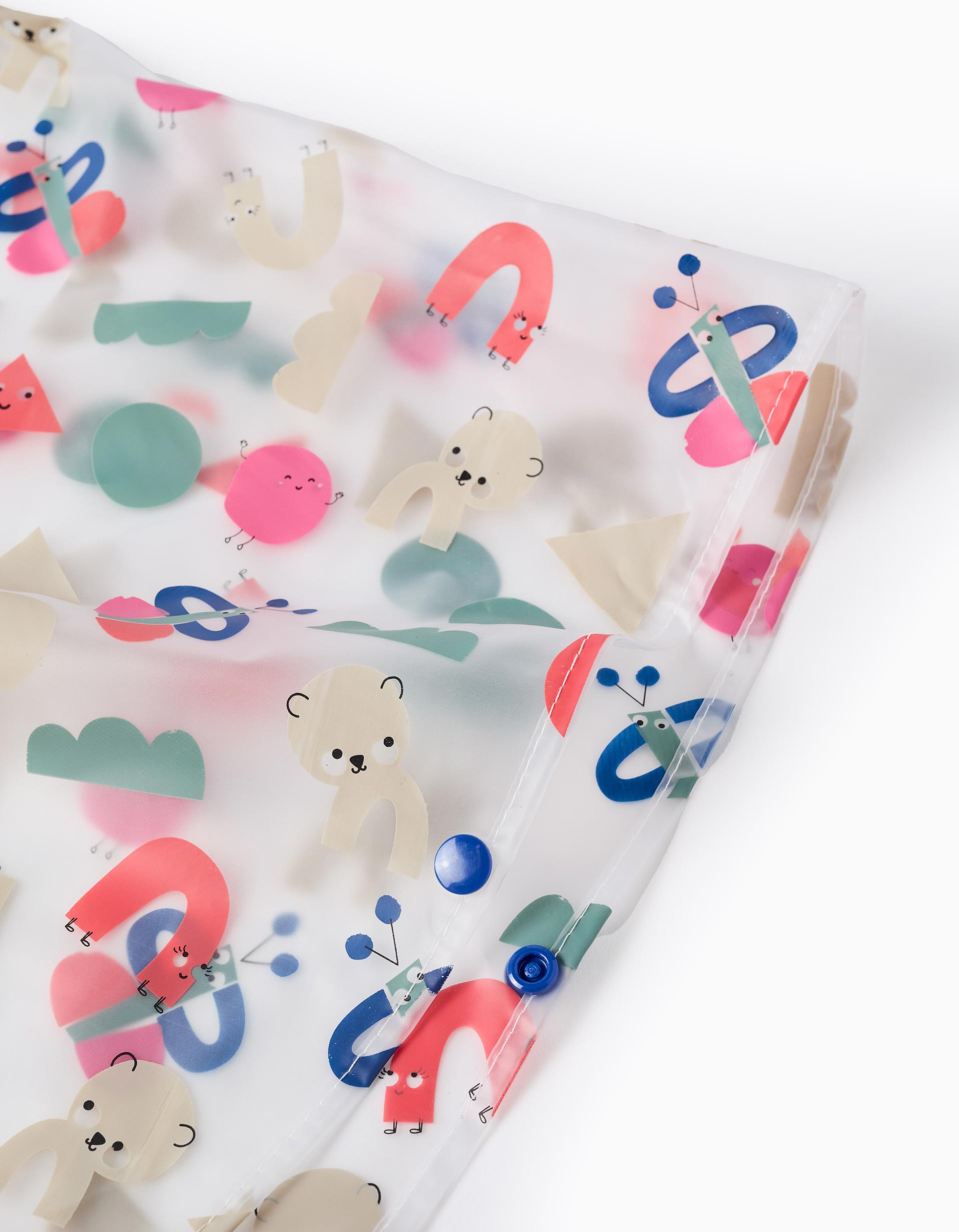 Poncho Impermeável com Capuz para Bebé Menina 'Formas', Transparente