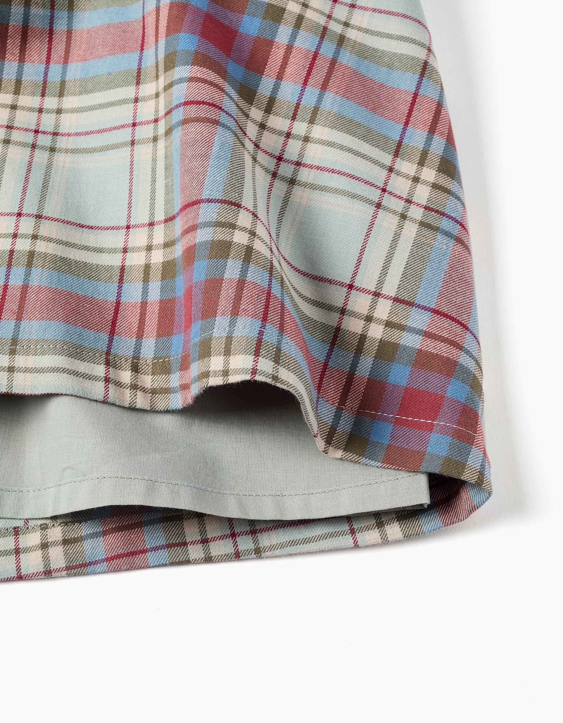 Cotton dress with ruffles and check 'B&S' for girls, multicolour