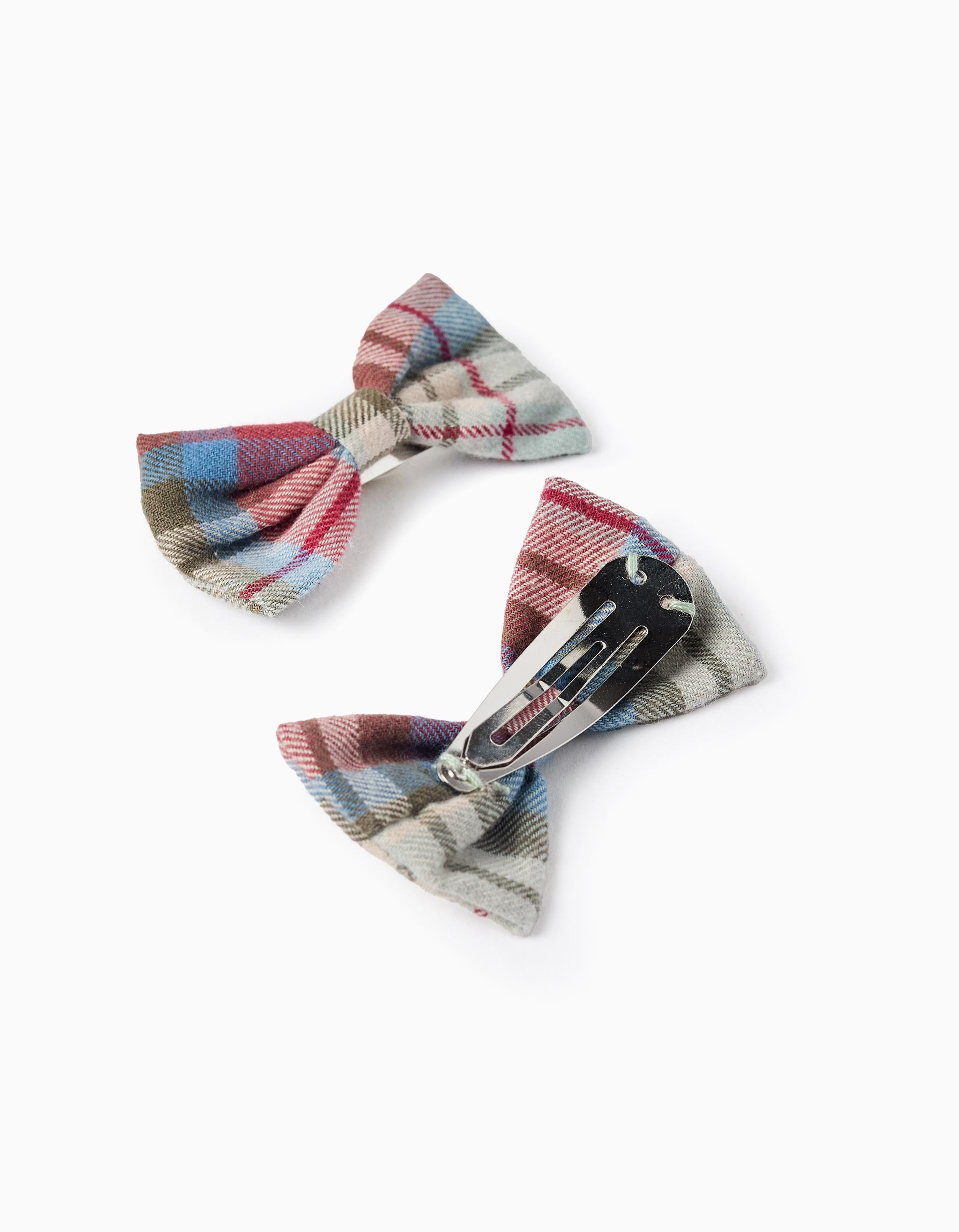 Pack 2 Hair Clips with Checked Bows for Babies and Girls 'B&S' , Multicolour