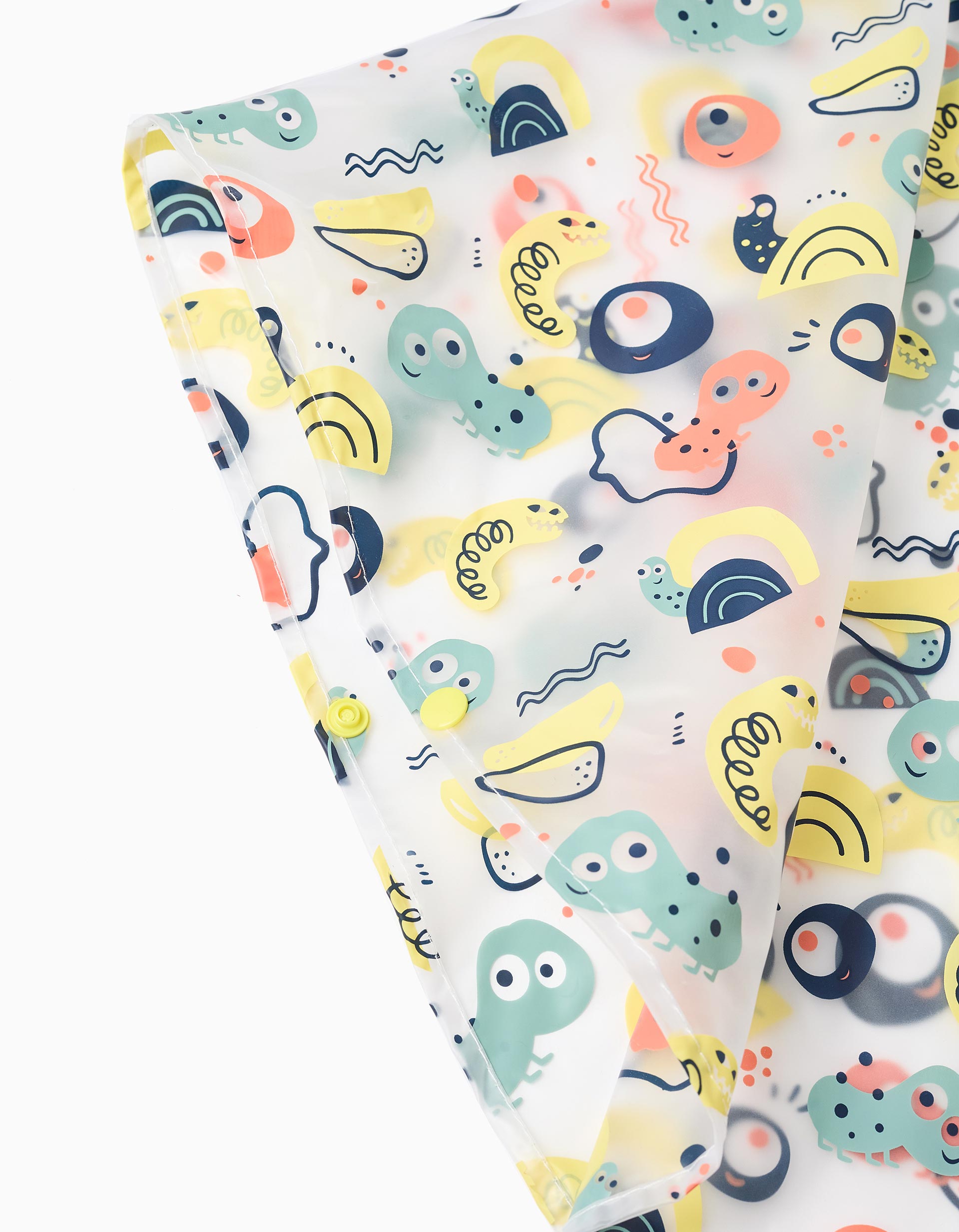 Poncho impermeável com capuz e motivo para bebé menino, transparente