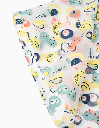 Poncho impermeável com capuz e motivo para bebé menino, transparente