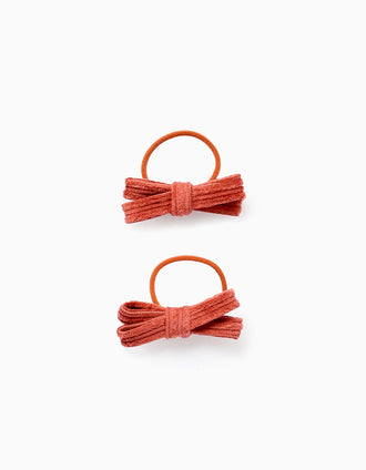 Pack 2 Coleteros de Cabello con Lazo para Bebé y Niña, Terracota