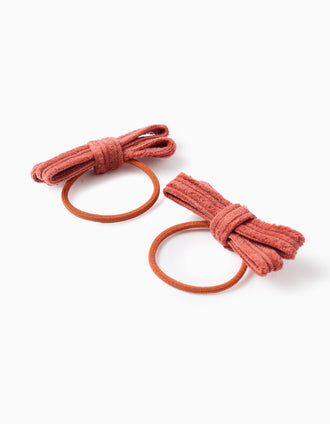 Pack 2 Coleteros de Cabello con Lazo para Bebé y Niña, Terracota