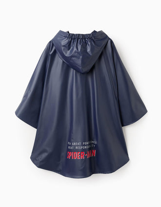 Poncho Impermeable con Capucha para Niño 'Spiderman', Azul Oscuro