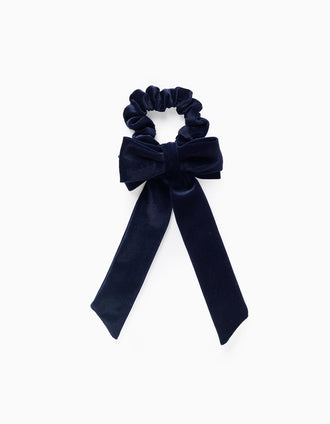 Coletero Scrunchie con lazo de pana para bebé niña, azul oscuro