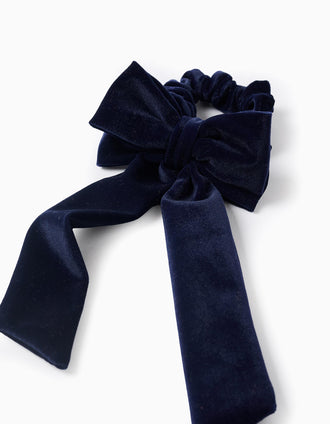 Coletero Scrunchie con lazo de pana para bebé niña, azul oscuro
