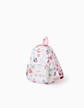 Mochila com Motivo Colorido para Bebé Menina, Branco