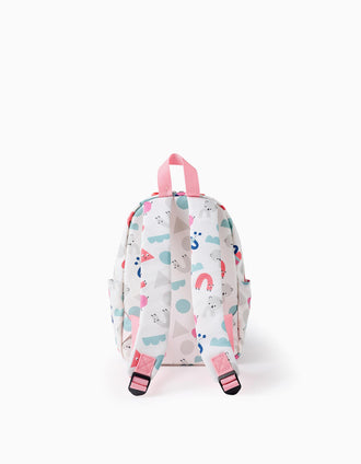 Mochila com Motivo Colorido para Bebé Menina, Branco
