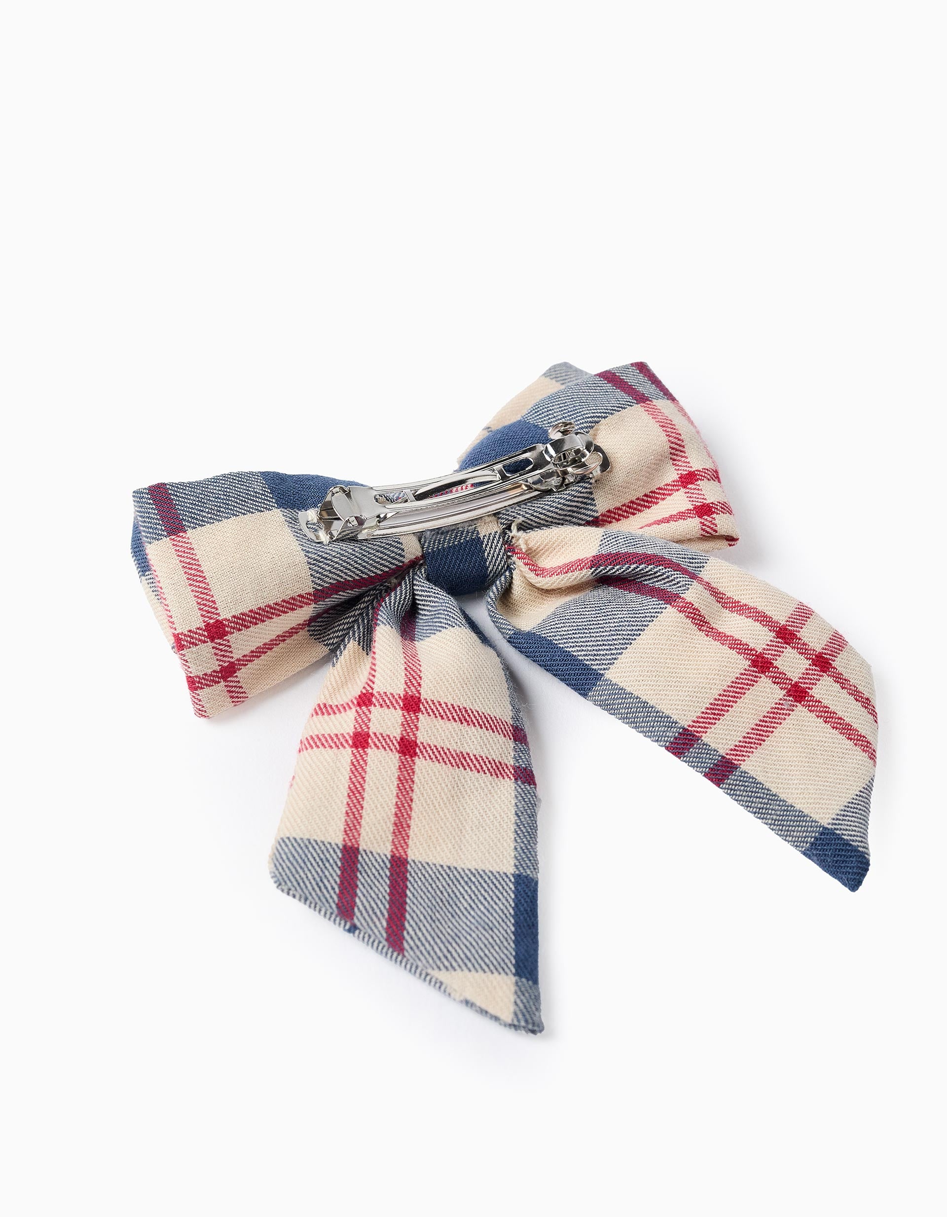 Hair slide with checked bow 'B&S' for babies and girls, multicolour