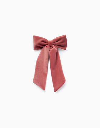Pasador con Lazo de Terciopelo para Bebé y Niña, Rosa