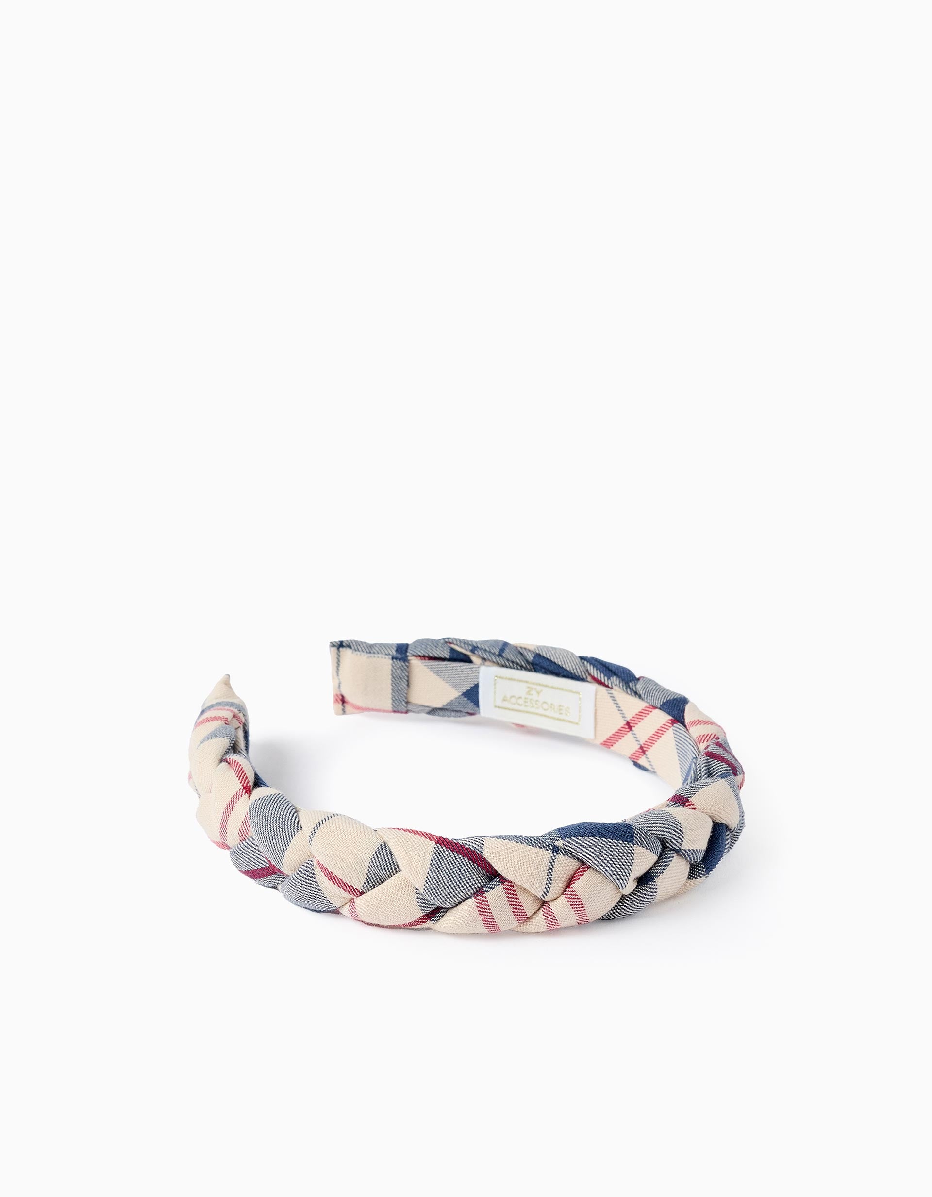 Checked braided headband 'B&S' for babies and girls, multicolour