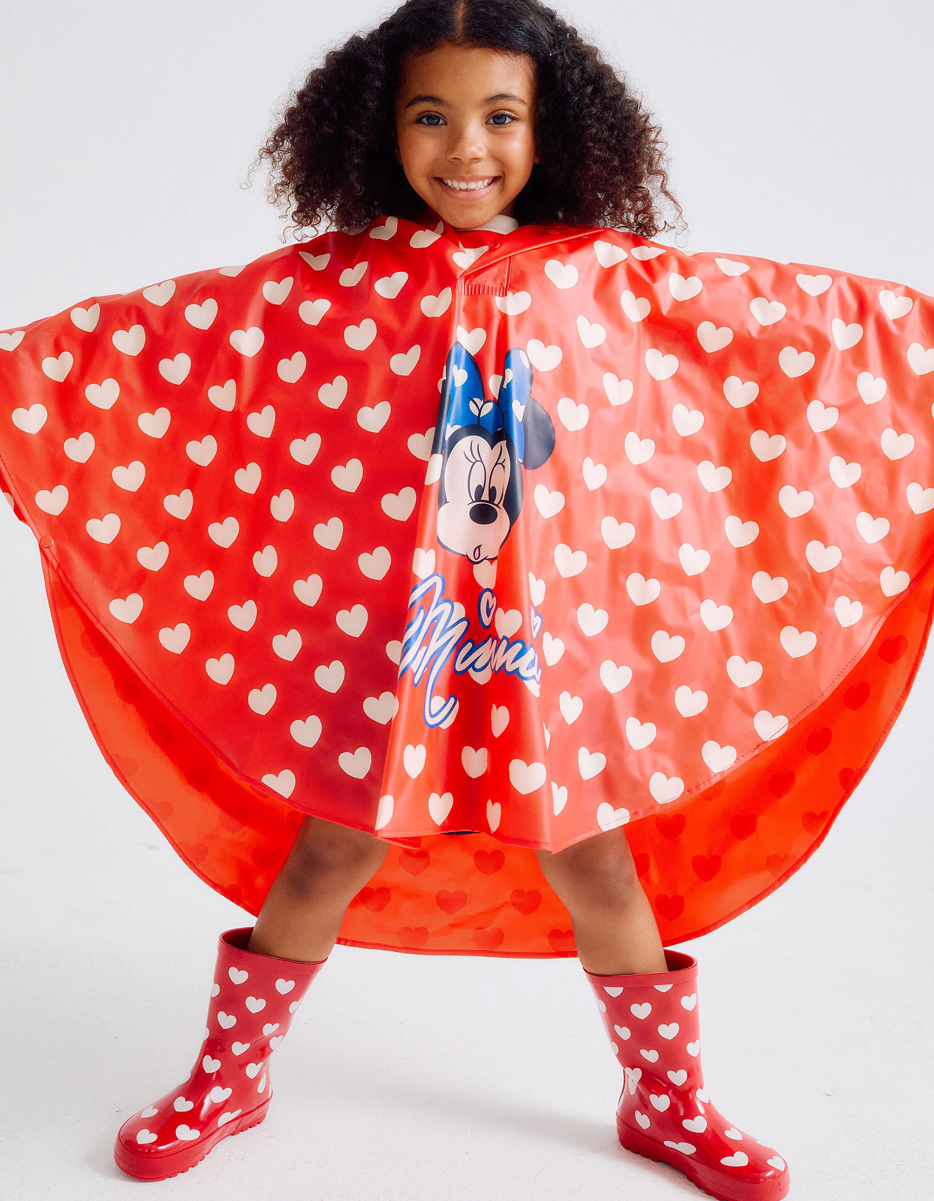 Poncho Impermeável com Capuz para Menina 'Minnie', Vermelho