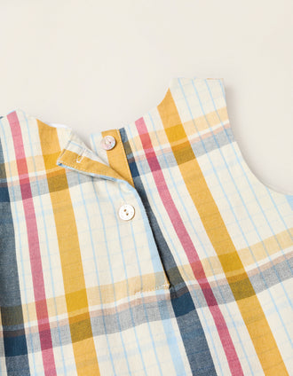 Bodysuit + Pinafore Dress with Check for Newborn Girls 'B&S', Multicolour