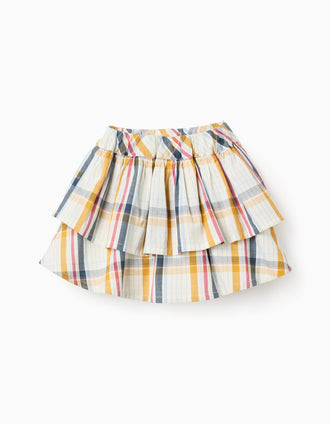 Falda de Volantes de Algodón a Cuadros para Niña 'B&S', Multicolor